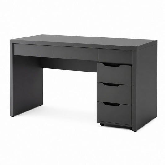 Scrivania tradizionale nera in pannello MDF rettangolare con 5 cassetti 120 x 60 x 75 cm