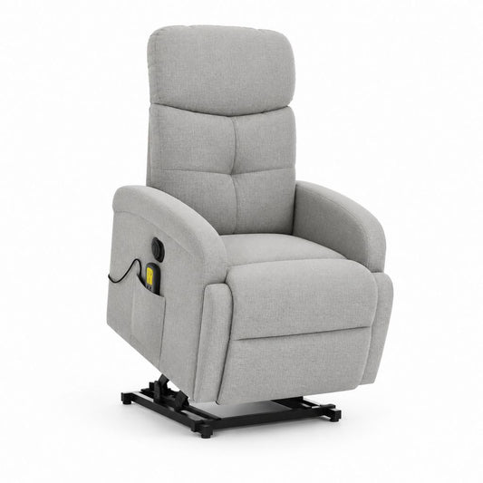 Poltrona relax elettrica alzapersona grigio chiaro in poliestere 83 x 92 x 105 cm