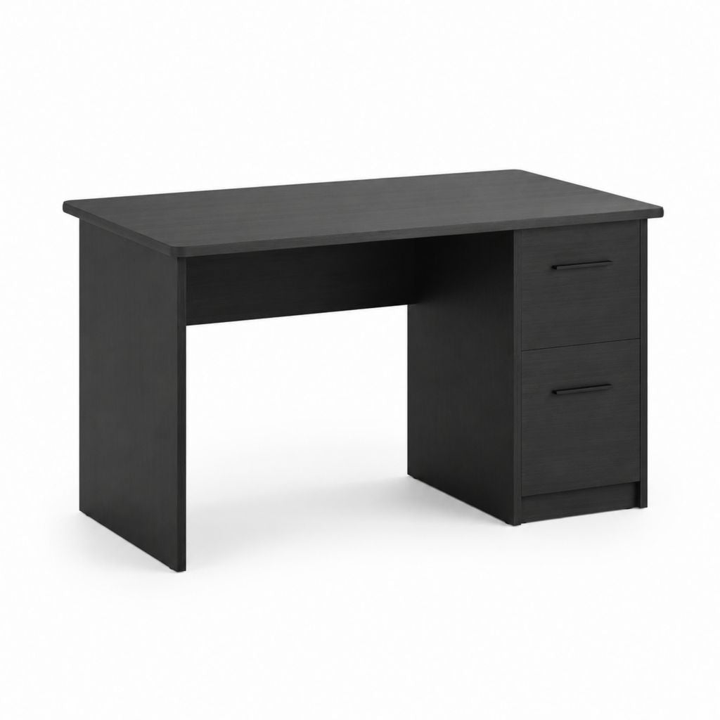 Scrivania da ufficio nera in pannello truciolare con 2 cassetti 120 x 60 x 75 cm